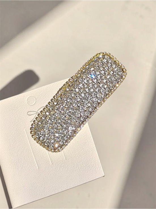 Accessories - Crystal Pave Rectangular Hair Clip - Gold Trim NWT